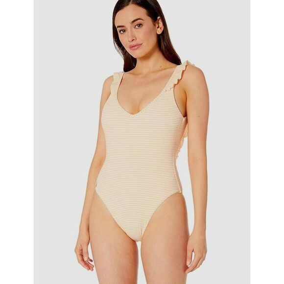 Ralph Lauren Seersucker Ruffle Back  Onepiece XS  NWT - Picture 1 of 8